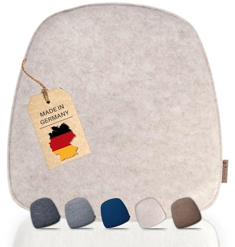 kontor28® - Sitzkissen Filz handgefertigt Made IN Germany | Sitzkissen Stuhl 38x39 cm aus rPET-Filz extra weiche und robuste Polsterung | Sitzauflage Stuhl für In- und Outdoor | beige 1er-Set
