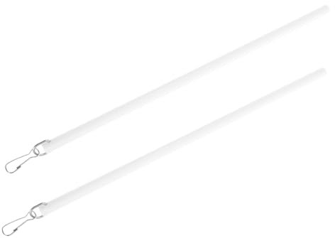 Zerodeko 2 Stück Acryl Gardinenstangen Weiß mit Edelstahl Zugstange Präzise Steuerung und Ziehmechanismus für Fensterjalousien und Vorhänge