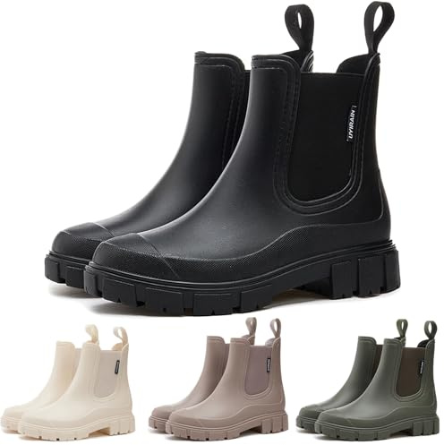 RUITOTP Bottes De Pluie Femme Caoutchouc Imperméables Antidérapant Légères Wellies Rain Boots Semi-Hautes de Jardinage Chaussures