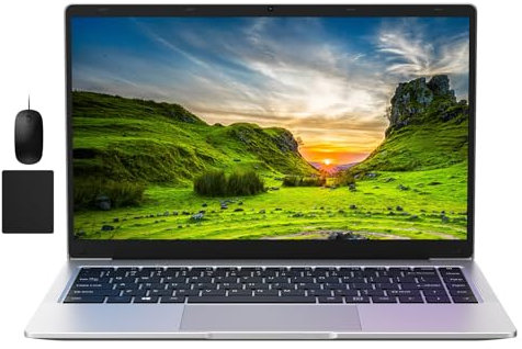 WITECOR 14 Inch Laptops, Quad Core Celeron N4120, 16GB RAM 256GB SSD, 1920x1080 FHD IPS, Dual Speakers, 5G WiFi, USB 3.0, Keyboard Film UK, Portable Laptop for Business and Students, with Mouse/Pad