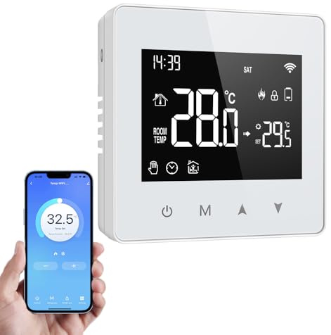 Thermostat Fussbodenheizung Wasser,Tuya Smart WiFi Thermostat Programmierbar Raumthermostat Kompatibel mit Alexa, Google Home, Heizungsthermostat mit App Fernbedienung (1pcs)