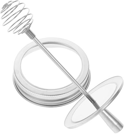 PRETYZOOM 304 Stainless Steel Honey Jar Lid with Dipper Pot Stirrer Jar Attachments for Syrup