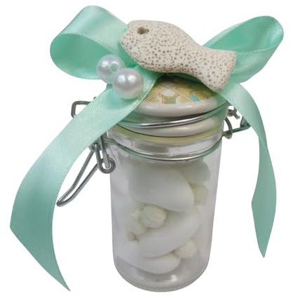 Gastgeschenk für Hochzeit Linie Meer Glas Majolika Fisch Perlen