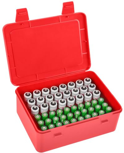 FULLCASE Batteriebox Batterie Aufbewahrungs Organizer für 54 AAA AA, Rot | Batterien Aufbewahrung, Batteri Aufbewahrungsbox, Nur Box
