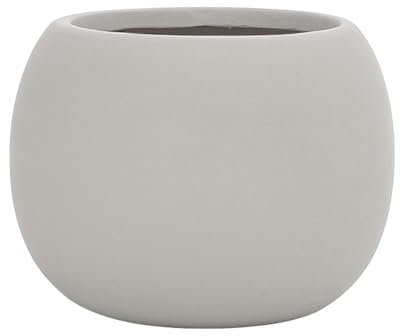 Maceta de cerámica de estilo nórdico, simple, colorida, transpirable, para suculentas, plantas verdes, bola redonda, maceta de interior, maceta de tierra, gris claro, tamaño M