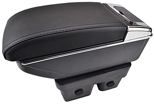 Caja De Almacenamiento Consola Central Portavasos Reposabrazos De Doble Capa Reposabrazos Para V-W Golf 7 Mk7 2013 2014 2015 2016 2017(Black thread)