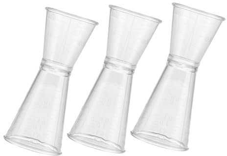 LIFKOME Misurino Doppio Jigger in Plastica Trasparente, Tazza Da Cocktail Da Un'oncia, Accessorio Da Bar Per Misurazione Precisa Di Cocktail, Set Da 3 Pezzi Per Festa e Uso Professionale