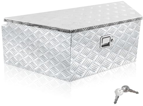 Srehloe 99x42x30cm Trailer Tongue Tool Box Heavy Duty Aluminum Trailer Storage Organizer with T-Handle Latch and Keys Suitable for Pick Up Truck Bed RV Trailer ATV Sliver