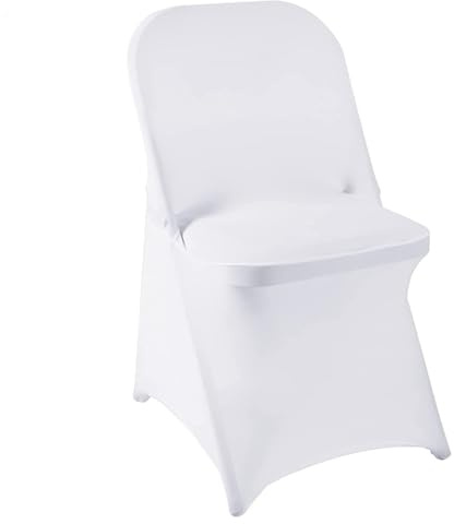 Qidkeo Elastan-Klappstuhlhussen, Weiß, 10 Stück, für Hochzeit, Party, Esszimmer, Bankett, Event (Weiß, 10 Stück)