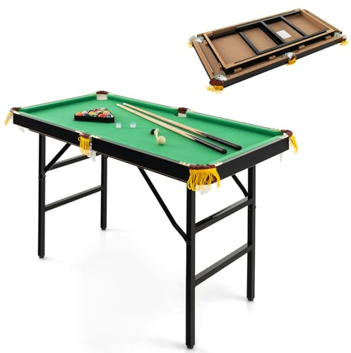 COSTWAY Table de Billard Americain 122cm avec Accessoires(2 Queues, 16 Boules, Triangle, 2 Craies, Brosse), Jeu de Billard Pliable avec Pieds Réglables, pour Enfants Adultes, 122x64x78 cm