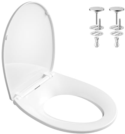 ANNWA Toilettendeckel, Toilettensitz O Form,WC-Sitz mit Absenkautomatik,Quick-Release zur einfachen Reinigung,Urea-Duroplast,Weiß(PG009B)