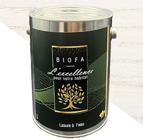 Lasure à l'eau Biofa 10L - pour bois intérieur et extérieur - Faible en COV (Blanc)