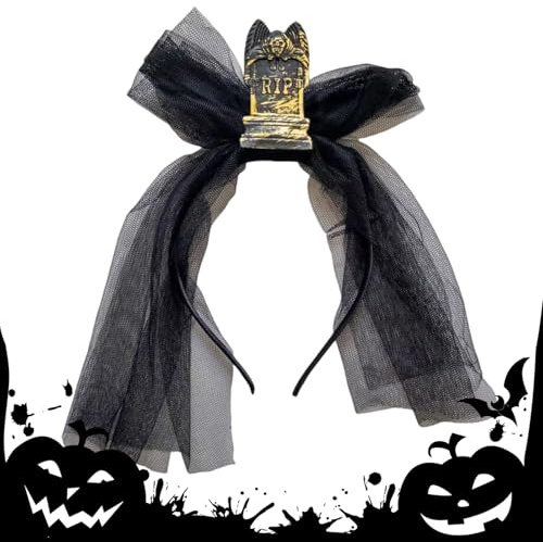 Fangfhai Halloween pannband, läskig gravsten pannband med slöja för fest | Skräck Halloween kostym tillbehör hårband för karnevaler scenframträdande maskerad bollar