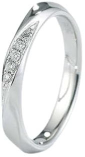 Ayoiow Eheringe Weiß Gold mit 0,04 ct Diamant, Echtgold Ringe Damen für Sie Größe 48 (15.3)| 9K Weißgold | Trendiger Modeschmuck für Valentinstag
