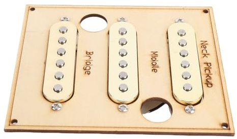 RASTKY Alnico 5 Ensemble de Micros à Bobine Unique Guitare-ensemble de Remplacement de Micro à Bobine Unique avec et Brillant, Micros à Pont Central de Cou (GOLD)