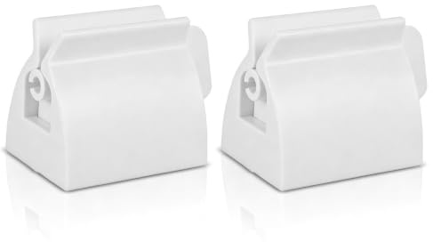 2PCS Rolling Tube Toothpaste Squeezer Toothpaste Squeezer Roller (White) | Toothpaste Seat Holder Stand for Bathroom Accessories Toothbrush Squeezer Stand Holder for Bathroom Creams Paints