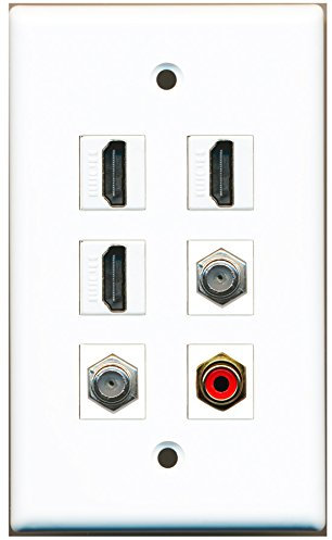 Riteav – 3 porta HDMI 1 RCA rosso 2 cavo coassiale tv- F-Type parete piastra