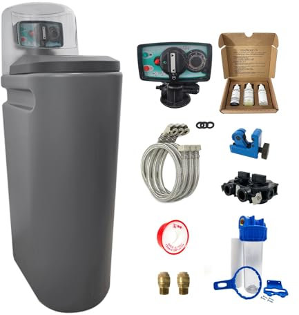 Addolcitore Acqua 20l Fleck 5600 Mv Volumetrico Meccanico Completo Di Kit Di Installazione Fatto In Francia