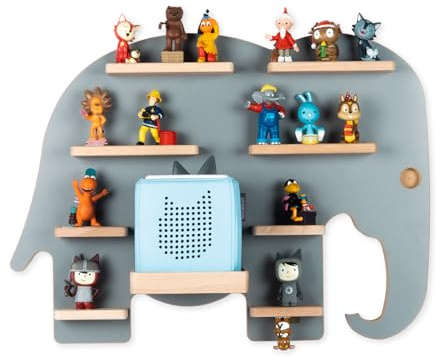BOARTI Kinder Regal Elefant in Grau - geeignet für die Toniebox und ca. 38 Tonies - zum Spielen und Sammeln