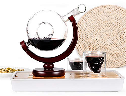 NAWAISH Décanteur à whisky Globe World Ge?tzter Globe Décanter Bateau Antique Pince à Verre Bar Entonnoir Stopper Stopper Distributeur Spirits Scotch Bourbon Vodka Rhum vin Tequila 850 ml
