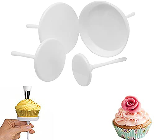 Cake Flower Nails 4 Pcs/Set, DesignerBox Plastic Cupcake Stand Trays Pastry Icing Cream Sugarcraft Cake Decorating Tools Kit for Icing Flowers Decoration (Set 1)