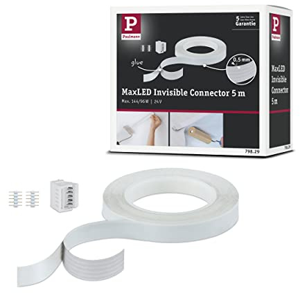 Paulmann 79829 - Striscia MaxLED Invisible Connector 5 m, max. 144/96 Watt, striscia luminosa bianca, striscia luminosa in plastica, cavo di collegamento