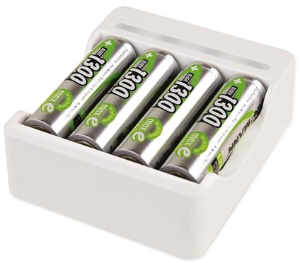 ANSMANN Akku Ladegerät AA AAA für 1-4 NiMH Akkus Basic 4 Ladegerät mit Akkus - Akkuladegerät mit Timer & automatischer Abschaltung für wiederaufladbare Batterien inkl. 4 Mignon AA Accus 1300mAh