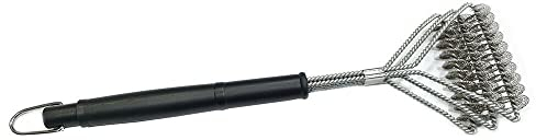 Three Layers Bristle Free BBQ Grill Cleaner Brush, Rust Resistant Stainless Steel BBQ Grill Brush – Barbecue Wire Brush, Safe for Ceramic, Steel, Cast Iron (Black - Pack of 1)