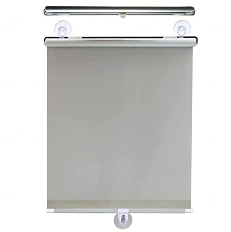 KGUDYS Blackout roller blinds with suction cups,UV resistant roller blinds,indoor sun protection roller shades,temporary blinds for windows and doors,with suction cup attachment,Grey-50x125cm/20x49in