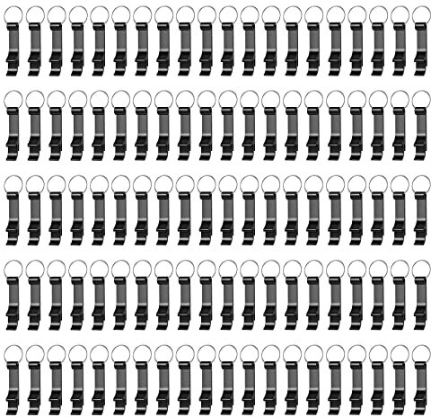 Yugada Paquete de 200 llaveros abrebotellas a granel, abridor de botellas de cerveza negro, llavero de metal, abrebotellas de bebidas, abrebotellas pequeñas, llavero abrebotellas para fiestas (negro,