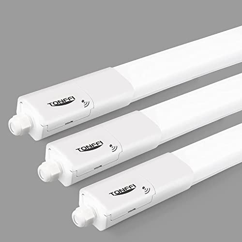 TONFFI 3 Stück LED Feuchtraumleuchte mit Bewegungsmelder 120CM, 4000K Neutralweiß Verknüpfbar LED Deckenleuchte Röhre, IP65 Wasserfest Wannenleuchte Werkstattlampe für Keller Lager Garage Warenhaus