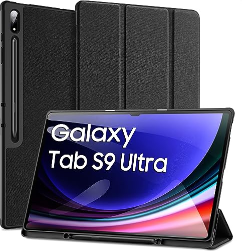 DUX DUCIS Custodia per Samsung Galaxy Tab S10 Ultra (2024) / S9 Ultra (2023) / S8 Ultra (2022) 14,6 Pollici, Sottile Leggera e PieghevoleProtettiva Custodia Cover in Pelle TPU, Nero