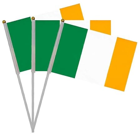 Pandiui23 20 Stück Irland Kurbel Flaggen, Mini-Flaggen Irland, 14x21 cm, Patriotisch, Ideal für Paraden, Feiern und Dekorationen