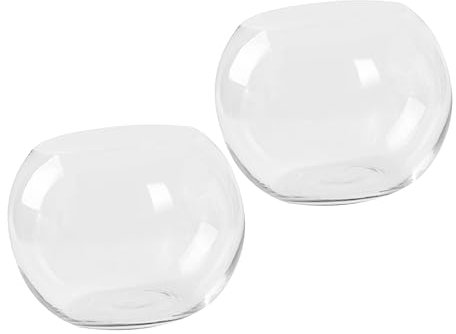 RORPOIR Glasvase Rund 25 cm Für Den Schreibtisch Blumenvase Hydrokultur Pflanzenhalter Aquarium Ornament Heim- Und Bürodekor