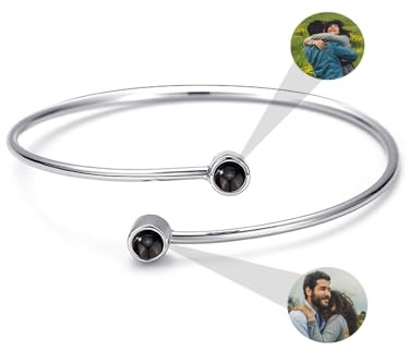 Personalisierte Foto Armband Personalisierte Projektion Armreif mit Bild im Stein versteckte Bild Armband Ich Liebe Dich Armband in 100 Sprachen Geschenke für Frauen