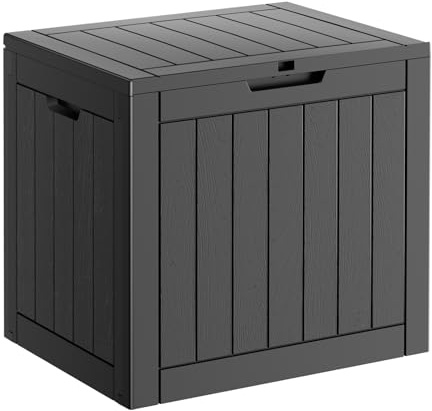 PatioZen 31 Gallonen Resin Deck Box, abschließbare Paketlieferbox, wasserdichte und UV-beständige Outdoor-Aufbewahrungsbox für Terrassenmöbel, Gartengeräte und Spielzeug Aufbewahrung - Schwarz
