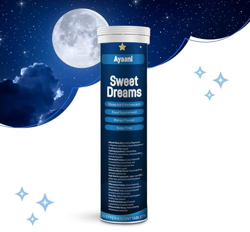 Ayaani Sleep Support Effervescent Tablets for Adults – Magnesium, L-Theanine, Ashwagandha, Valerian, Chamomile & Vitamin B6 – Night-Time Drink, Vegan, Sugar-Free, Mango Flavour – 20 Tablets