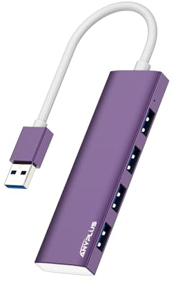 ANYPLUS Hub 3.0, Verteiler Aluminiumlegierung Ultra Slim Splitter, Tragbarer 4 Port Mehrfachstecker für Laptop, PC, iMac, Mac Pro, Surface Pro, MacBook, Flash Drive, XPS【Lila】