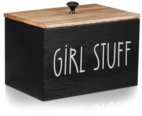 IMIKEYA Tamponhalterbox Aus Holz Mit Deckel Und Herausnehmbaren Trennwänden Wattestäbchenbehälter Und Wattepadhalter Für Badezimmer Aufbewahrungsbox Für Damenhygiene 7.76X5.04X5.04 Zoll