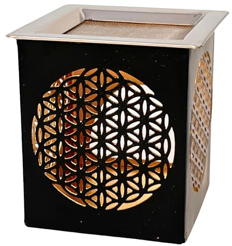 Trintura Räucherstövchen (Lebensblume schwarz eckig)