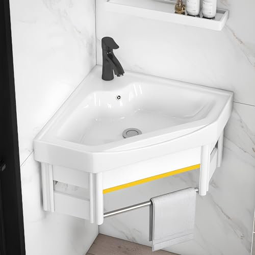 Wandmontage, Waschbecken, Eckwaschbecken mit Schrank, Wasserhahn und Abfluss, platzsparend, wandmontiert, schwimmender Schrank für kleines Badezimmer