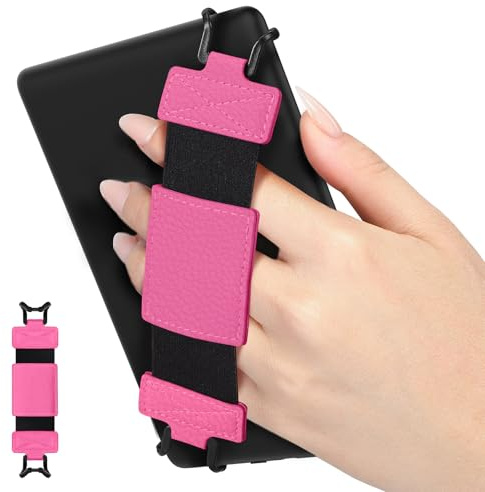 MoKo Weich Handschlaufe für 6 - 8 Kindle eReaders Fire Tablet - Kindle/Kobo/Voyaga/Lenovo/Sony E-Book Tablet Tablet, Hochelastisch Vielseitig Tablet Fingerhalterung Griff Halter, Magenta