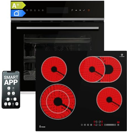 Cuisinière: 60cm Four encastrable EB8319PHC + 59cm Plaque Eletrique CH5901RL | Pyrolyse | Fonction pizza | Gril | Circulation de l'air | Air chaud | Timer automatique | SET8319PHCCH59RL
