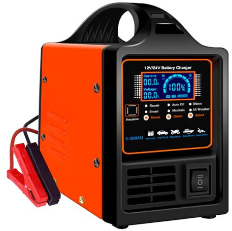 SolaMr 12V/24V Autobatterie Ladegerät & Batterieerhaltungsgerät, 0-20A Intelligentes Batterieladegerät, Automatisches Schnell Erhaltungsladegerät mit Reparatur, Wintermodus, für AGM Auto LKW Motorrad