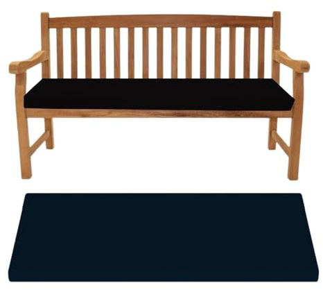 Water-resistant Garden Bench Pad for Outdoor/Indoor Seat Cushion, Zipped, Removable Cover – Durable, Foam Padding for Garden, Patio, Dining, Entryway Benches (Black, 2 Seater 108 x 45 x 6 cm)