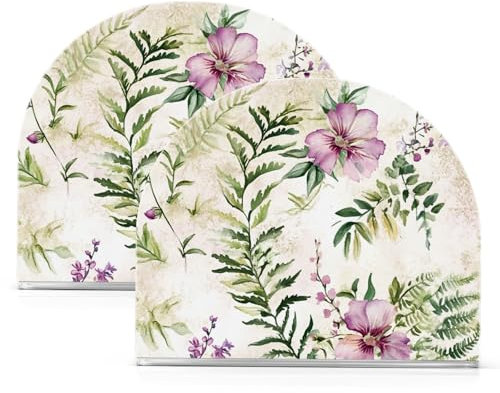 Serviettenhalter aus Acryl mit neuseeländischem Farn und Blumen, freistehender Tisch-Serviettenspender, Heimdekoration für Badezimmer, Restaurant