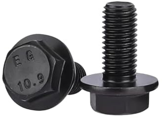 M12 x 25–50 mm Sechskantschrauben mit Flansch, schwarze Oxidoberfläche, legierter Stahl, großer Flansch-Unterlegscheibenkopf, Vollgewinde, 10 Stück(M12*50(10pcs))