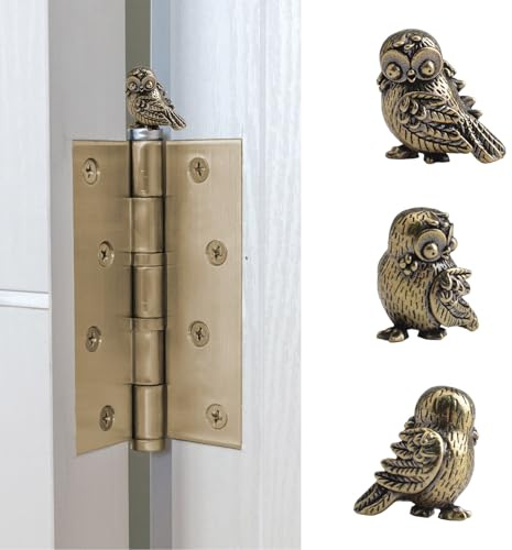 UFURMATE Hinge Head Home Decoration 3Pcs Magnetic Vintage Mini Owls Hinge Decorative Topper Creative Bronzed Animal Hinges Head Magnets Ornaments