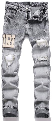 Kdtoll Vaqueros Hombre Slim Fit Rasgados - Pantalones Vaqueros Elásticos Ajustados, Moda Streetwear Y2K Casual, Diseño Moderno y Versátil para Cualquier Ocasión