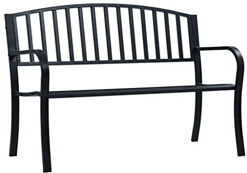 LVHUIDEH Gartenbank aus Stahl, 2-Sitzer Sitzbank mit Rückenlehne, wetterfeste Gartenmöbel, Parkbank für Garten Terrasse Balkon, 125 x 53 x 82 cm, Einfache Reinigung